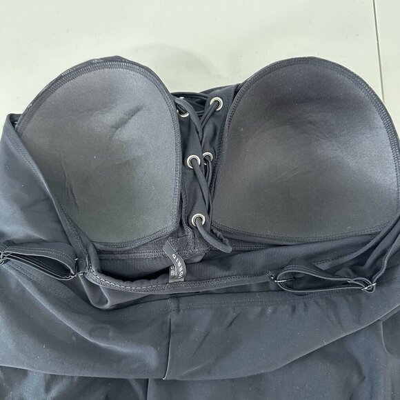 Torrid Wireless Grommet Lace Up One Piece Swimsuit Size 4X Black - Picture 3 of 13